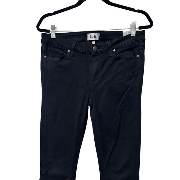 Paige Verdugo Cropped Mid Rise Ankle Skinny Jeans Black Denim Dark Wash Size 30 - Picture 2 of 16